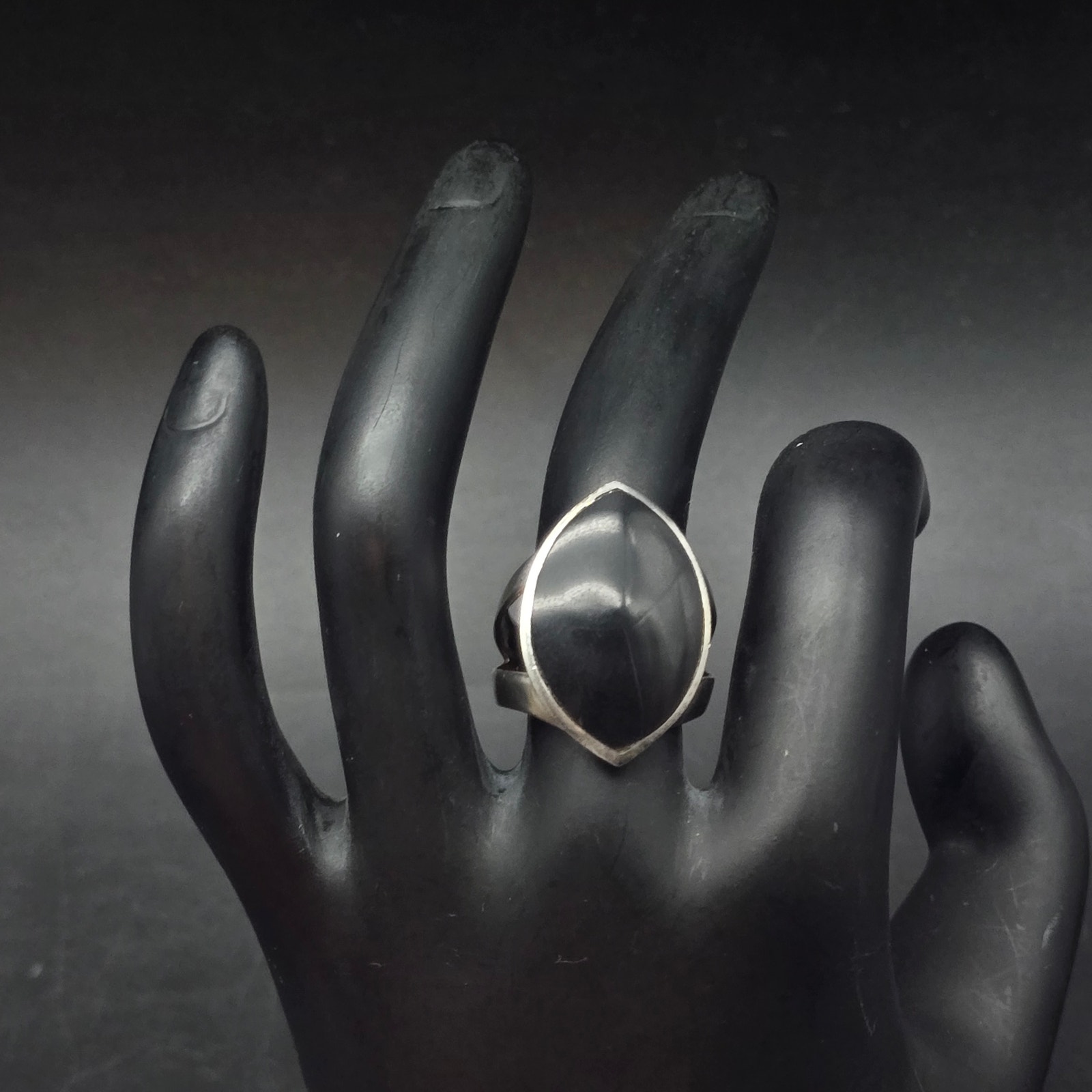Mws Sterling Silver Onyx Ring Size 6.5 925